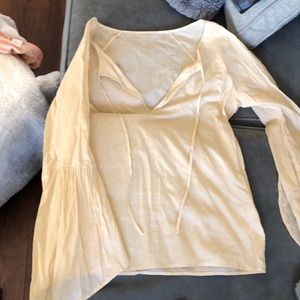 Tan flare sleeve blouse